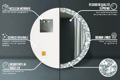Miroir rond avec décoration Nuages