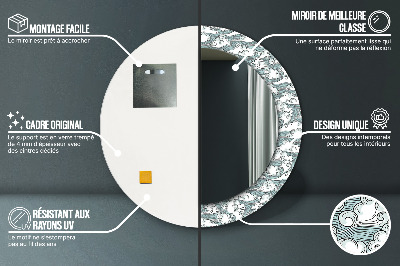 Miroir rond avec décoration Nuages