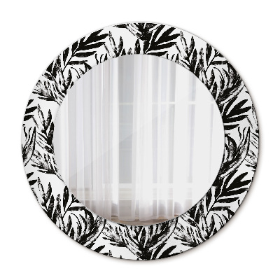 Miroir rond imprimé Monstera
