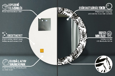 Miroir rond imprimé Monstera