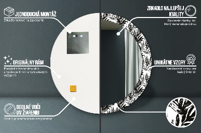 Miroir rond imprimé Monstera