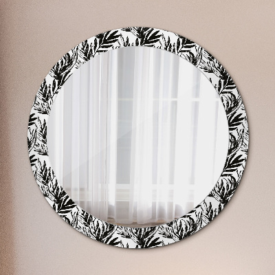 Miroir rond imprimé Monstera