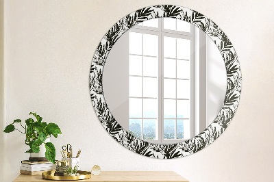 Miroir rond imprimé Monstera
