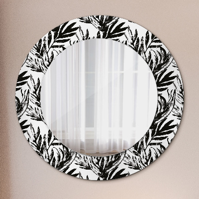 Miroir rond imprimé Monstera