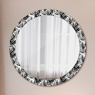 Miroir rond imprimé Monstera