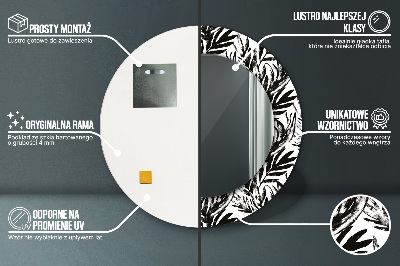 Miroir rond imprimé Monstera