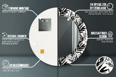 Miroir rond imprimé Monstera