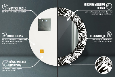 Miroir rond imprimé Monstera
