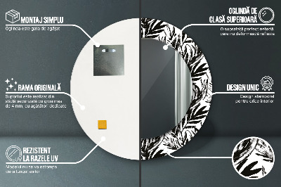 Miroir rond imprimé Monstera