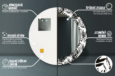 Miroir rond imprimé Monstera