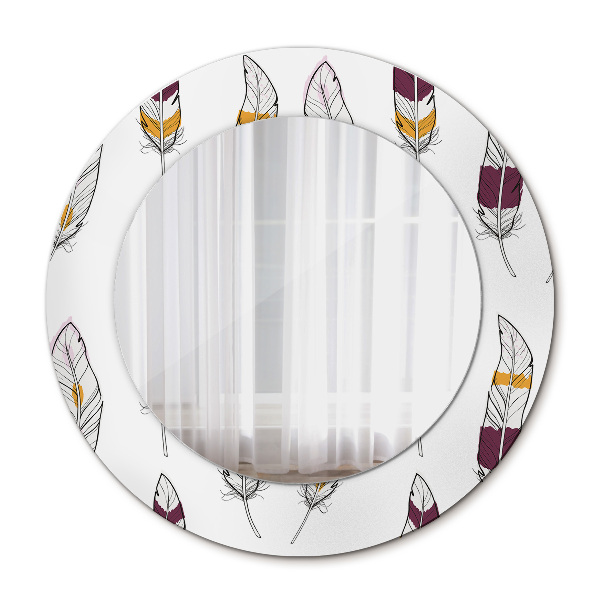 Miroir rond avec décoration Plumes