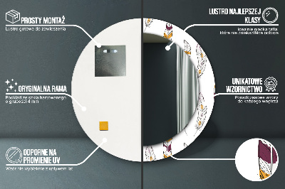 Miroir rond avec décoration Plumes