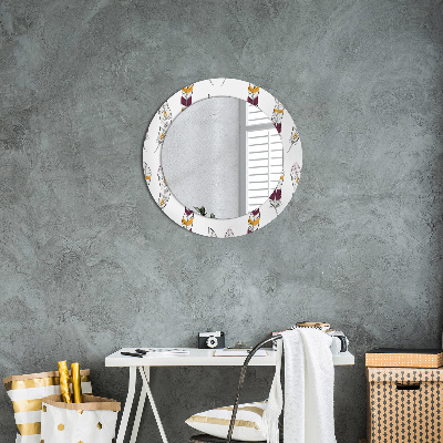 Miroir rond avec décoration Plumes
