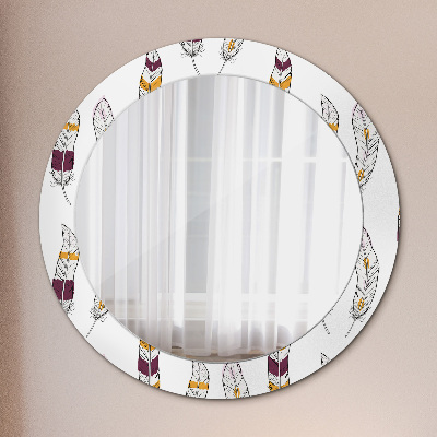 Miroir rond avec décoration Plumes