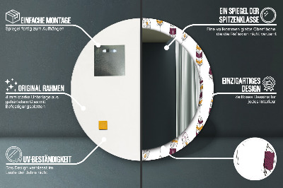 Miroir rond avec décoration Plumes