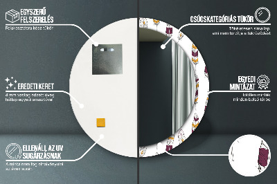Miroir rond avec décoration Plumes