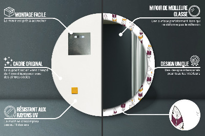 Miroir rond avec décoration Plumes
