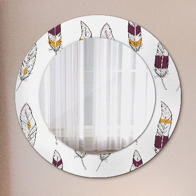 Miroir rond avec décoration Plumes