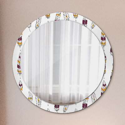 Miroir rond avec décoration Plumes