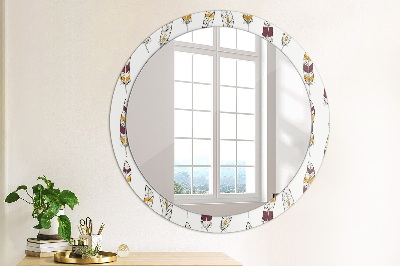 Miroir rond avec décoration Plumes