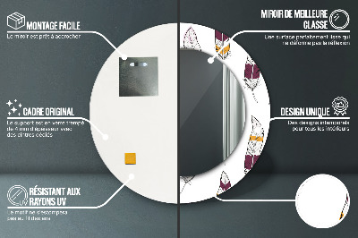Miroir rond avec décoration Plumes