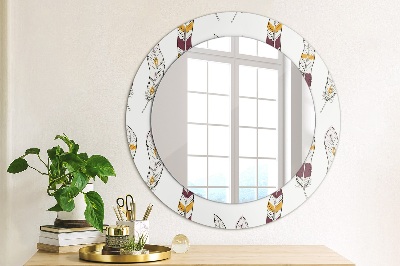 Miroir rond avec décoration Plumes
