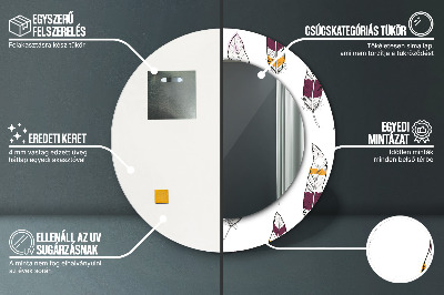 Miroir rond avec décoration Plumes