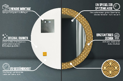 Miroir rond imprimé Déco vintage
