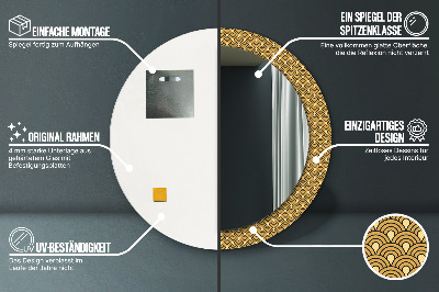 Miroir rond imprimé Déco vintage