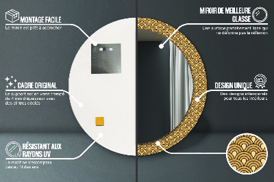 Miroir rond imprimé Déco vintage