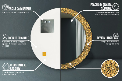 Miroir rond imprimé Déco vintage