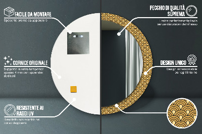 Miroir rond imprimé Déco vintage