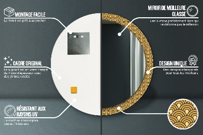 Miroir rond imprimé Déco vintage
