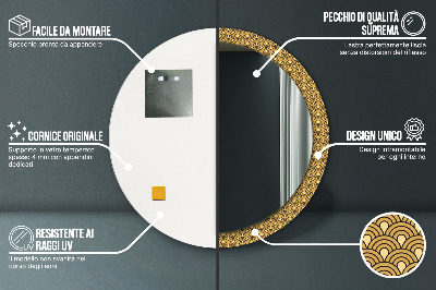Miroir rond imprimé Déco vintage