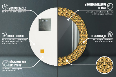 Miroir rond imprimé Déco vintage