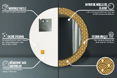 Miroir rond imprimé Déco vintage