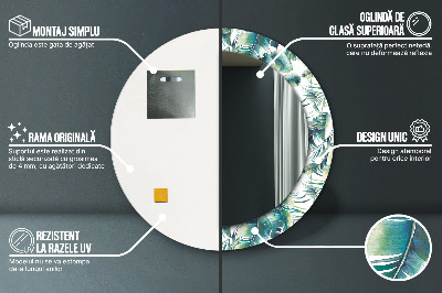 Miroir rond imprimé Feuilles