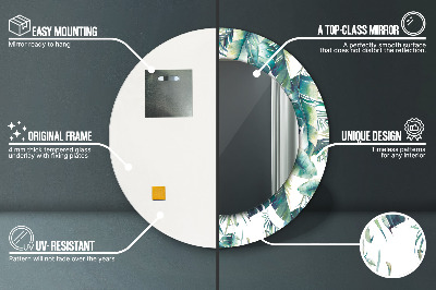 Miroir rond imprimé Feuilles