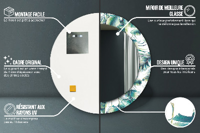 Miroir rond imprimé Feuilles