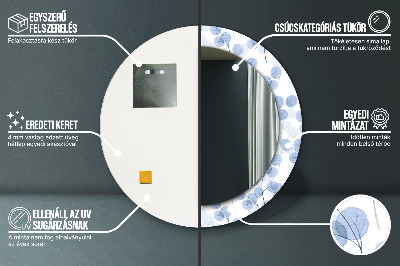 Miroir rond imprimé Branches et feuilles