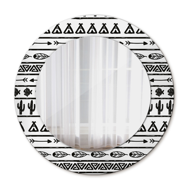 Miroir rond imprimé Boho minimaliste
