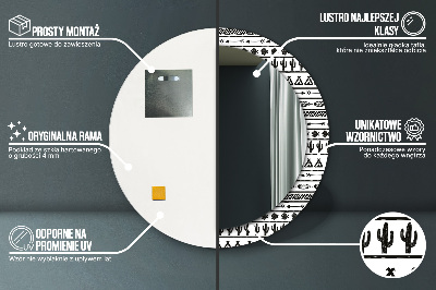 Miroir rond imprimé Boho minimaliste