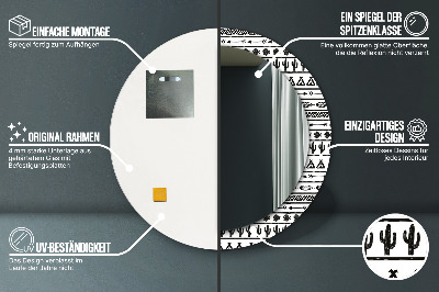 Miroir rond imprimé Boho minimaliste