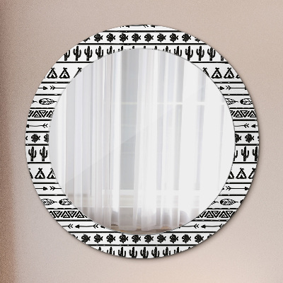 Miroir rond imprimé Boho minimaliste