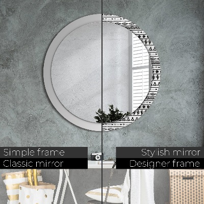 Miroir rond imprimé Boho minimaliste