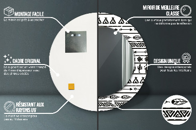 Miroir rond imprimé Boho minimaliste