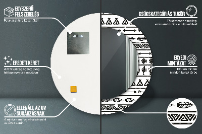 Miroir rond imprimé Boho minimaliste