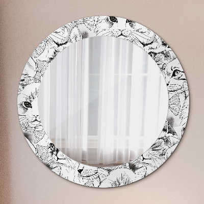 Miroir rond avec décoration Chats de compagnie