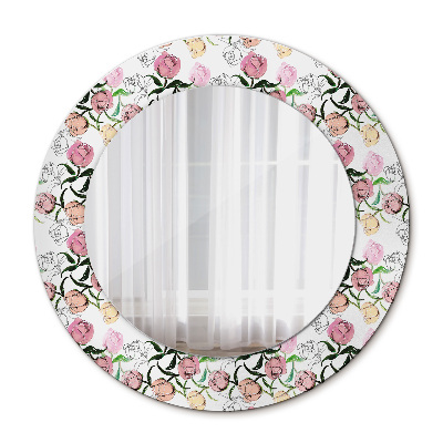 Miroir rond avec décoration Bourgeons de pivoine