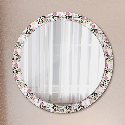 Miroir rond avec décoration Bourgeons de pivoine
